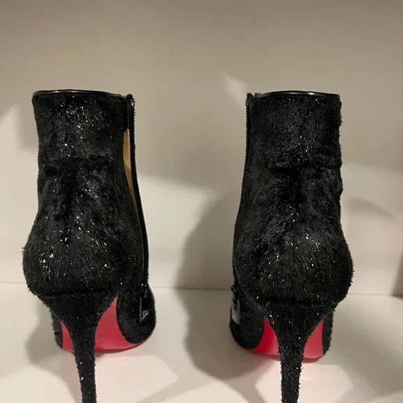 Christian Louboutin Black Velvet Ankle Booties, Kate